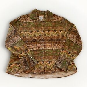 Christopher & Banks Stretch Corduroy Shirt Jacket Women's‎ Large Snap Front